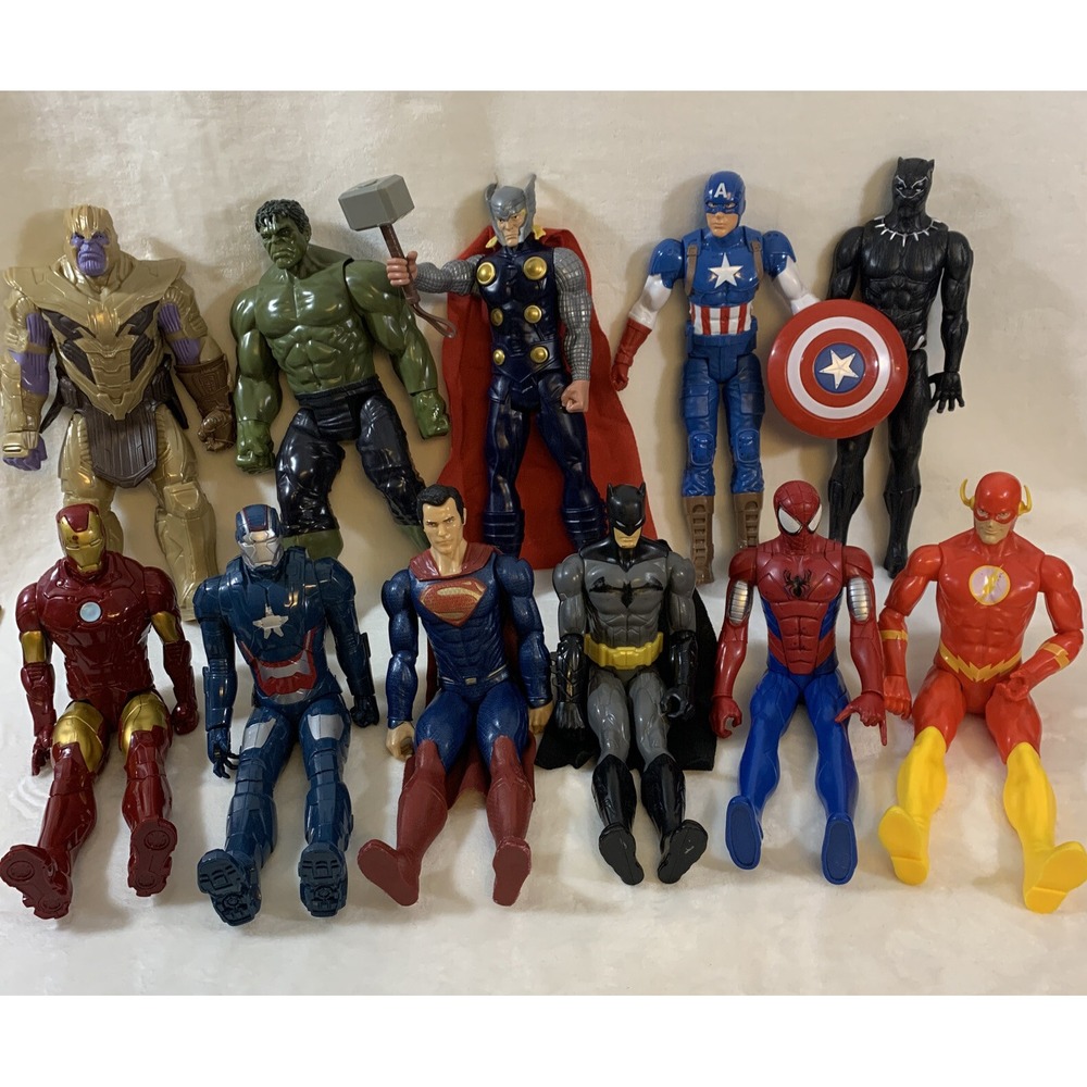 Lot Of 11 Marvel Legends Titan Heroes Action Figures Hulk Batman Spider-Man Thor